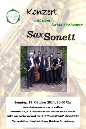 Konzert mit dem Saxophon-Qintett „SaxSonett“
